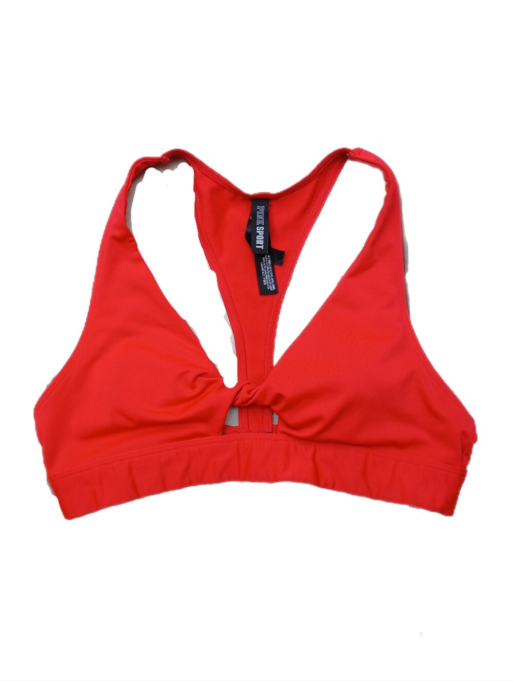 Victoria Secret Pink Sport Bright Red Front Knot Sports Bra | Sz M